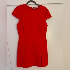 Alice + Olivia Cap Sleeve Red Mini Dress Zip Slit